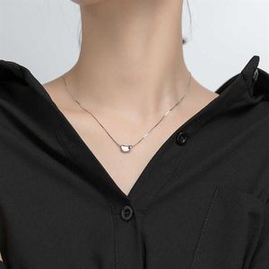 Modian Link Chain Necklace for Women Fashion 925 Sterling Silver Bean Simple Pendant Necklace Fine Jewel Girl Gift 210619270R