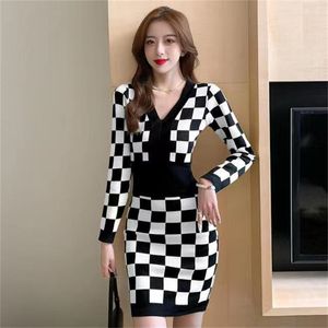 Básico casual tricô vestidos designer mulheres suéteres vestido mulheres outono inverno malha senhora magro uma peça saias roupas