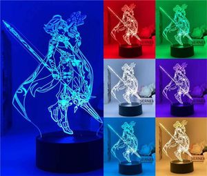 Genshin Impact 3D Illusion Lamp LED Night Light Lamp Tartaglia Xiao Venti Keqing Zhongli Anime Bedroom Decor Atmosphere Kid Gift H7392177