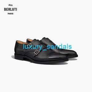 Мужские модельные туфли BERLUTI, кожаные оксфорды, кожаные монки с двумя пуговицами Berluti Equilibre, черные, серые, 050 HBCX