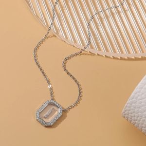 Boxes New Design Women's Fashion Necklace Simple Zircon Arabic Letters Glass Square Chain Necklace Arabian Style Jewelry Accessory