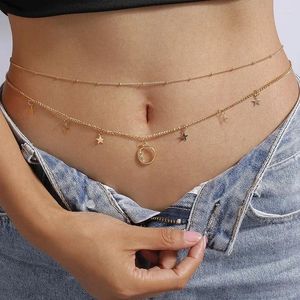 Belts Cross Border European And American Jewelry Beach Sexy Metal Chain Double Layered Waist Summer Fashion Star Moon Body