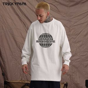 TKPA American Street Letter City Boy Round Neck Långärmad t-shirt Män och kvinnors hiphop-akademi stil botten tee
