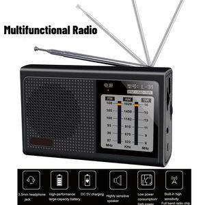 Mini FM/AM/SW Radio Telescopic Antenna Full-wave Band Multifunctional USB Rechargeable Radio Built-in Speaker For Indoor Outdoor 240102