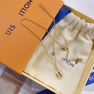 Fashion Women Luxury Designer Necklace Choker Pendant Chain 18K Gold Plated Stainless Steel Letter Necklaces Wedding Jewelry Acces209a