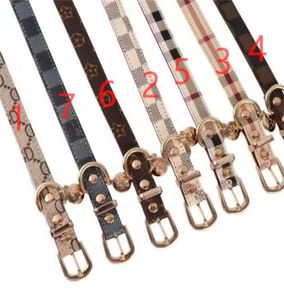 Leather Designer Dogs Collar Leashes Set Classic Plaid Pet Leash Step in Dog Harness for Small Medium Dogs Cat Chihuahua Bulldog P5034957