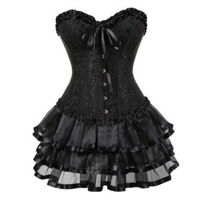 Korsett kjol för kvinnor steampunk halloween bustiers klänning klassisk push up broderi bodyShaper clubwear carnival costume6571450