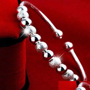 Cuff Luck Bracelets Bangles Vintage Sier Transfer Beads Open Bracelet Jewelry Women Drop Ship Drop Delivery Jewelry Bracelet Dhgarden Dh5Ak