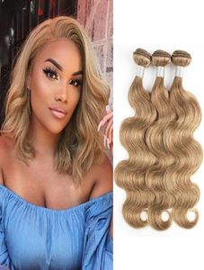 8 Ash Blonde Body Wave Hair Weave Bundles 34 stycken 1624 tum indisk peruansk remy mänskliga hårförlängningar3709303