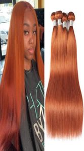 Ishow nova chegada brasileira virgem cabelo tecer extensões 828 polegada para as mulheres 350 seda reta laranja gengibre cor remy humano hai352869755