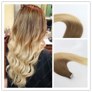 Tece cor ombre #6 #613 fita de alta qualidade em extensões de cabelo sem costura virgem cabelo humano trama da pele slik fita reta na extensão 100g