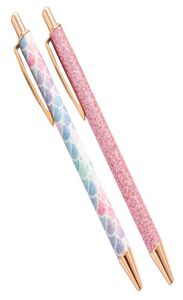 Penne a sfera 594F 2 Kit Cute Glitter Pin Pen Strumento per diserbo Ago di precisione Rilascio d'aria Tinta retrattile Riutilizzabile9992385