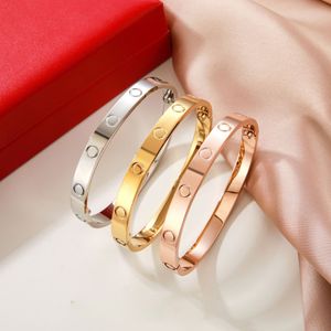 Klassischer Designer-Armreif, 18 Karat Gold, Schraubarmband, Modeschmuck, trendige Luxusarmbänder, vergoldeter Titanstahl, Diamant für Damen und Herren, Nagelarmbänder, Geschenk