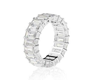 Eternity Emerald Cut Lab Diamond Ring 925 Sterling Silver Engagement Wedding Rings for Women Jewelry Gift3286611