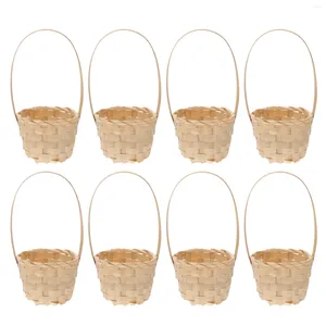 Set di stoviglie 8 pezzi contenitore cesto di fiori damigella d'onore decorazioni primaverili per esterni regalo in rattan bambù portatile