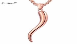 Collana con ciondolo in corno italiano OroAcciaio inossidabileOro rosaCornicello bluCornetto Amuleto Gioielli italiani GP2407M86806886253236