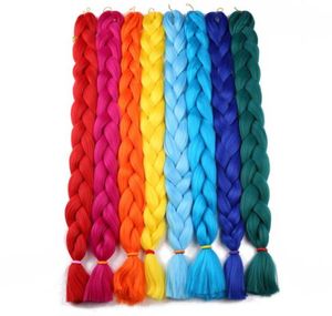Flätande hår en bit 82 tum syntetisk kanekalonfiber Braid 165Gpiece Pure Color Crochet Jumbo Braid Hårförlängningar5137249