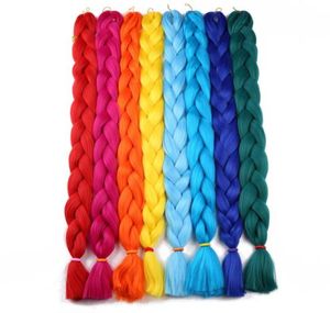 Intrecciare i capelli un pezzo 82 pollici treccia sintetica in fibra Kanekalon 165 gpezzo colore puro uncinetto Jumbo treccia estensioni dei capelli5137249