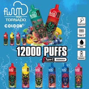 Sigarette elettroniche originali Fluumbox tornadao 12000 ricarica usa e getta 12K sbuffi 12 sapori 0% 2% 3% 5% fumo di penna vape con luce a LED