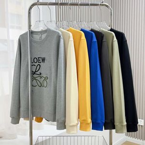 Men's Hoodies Sweatshirts New Embroidered Round Neck Sweater for Men and Women Loose Versatile Couple Long Sleeve Top Trendy Brand Loe Luo Jia Nan Oil