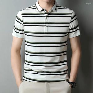 Polo da uomo Casual 2024 Estate Manica corta a righe Polo Camicia di marca Abiti di moda per uomo Oversize 3XL 4XL