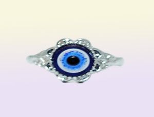 whole 50pcs blue Devil039s eye alloy rings mix charm punk goth gift Turkish eye women men jewelry5337369