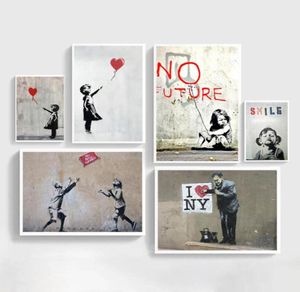 Gemälde Abstraktes Mädchen Wandkunst Leinwand Malerei Bansky Poster und Drucke Schwarz Weiß Bilder für Wohnzimmer Dekor7479148