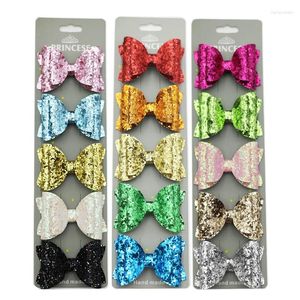 Hair Accessories 5Pcs/Set 2.3in Colourful Girls Daily Shiny Sequins Bow Barrettes Headwear Hairpin Cute Glitter Side Kawaii Clip Accessoires