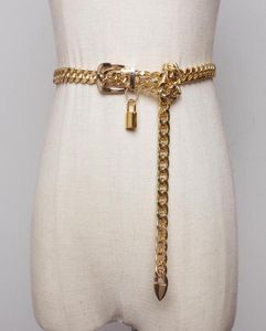 Bälten 2022 Gold Chain Belt Lock Metal for Women Cuban Key Chains Silver Punks Dress Waistband Long Ketting Riem Cummerbunds2423189