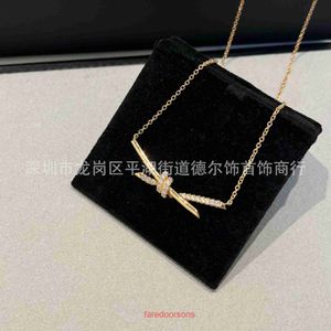 2024 new Designer Tifannissm necklace Stainless steel V Gold Plated T Home Diamond Knot Necklace Handmade with High Carbon Light Luxury