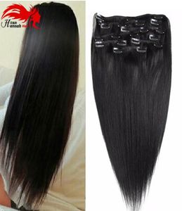 10quot26quot كثيفة مزدوجة اللحمة 70200G الصف 7A 100 مقطع في REMY HURM HAIR Extensions Full Head 8 Piece3323724