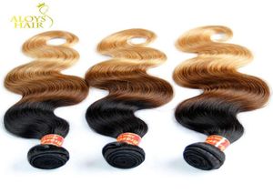 Ombre Human Hair Extensions Brazilian Body Wave Virgin Hair Weave Bundles Three Tone 1b427 Grade 8A Ombre Remy Brazilian Human 9660170
