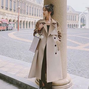 Mulheres Trench Coats Mid-Length Contraste Cor Mulheres Windbreaker com Cinto Primavera Outono Casual Feminino Casaco Casaco Corta Vento Feminina