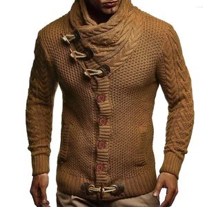 Männer Pullover Mode Horn Knopf Dicke Wolle Stehkragen Langarm Sweaterknit Sweatshirt Mann Männer Kleidung 2024