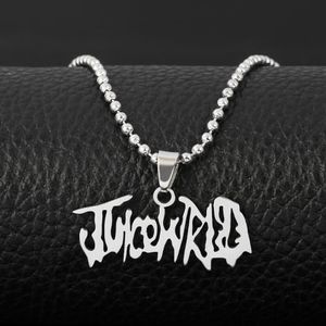 Hiphop -rappare juice wrld halsbandssträngspärlor kedja rostfritt stål brev hänge halsband smycken fans gåva femme mujer y0301324v