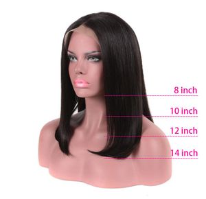 Bob Wigs قصيرة الدانتيل الجبهة البشرية الشعر البرازيلي شعر مستعار للنساء مسبقا جاهل 150 كامل Natural7250147