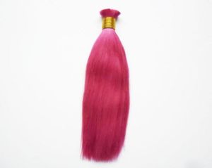 Brazilian Straight Bulk Human Hair For Braiding 1 Bundle 10 to 24 Inch Pink Color Hair Extensions4966074