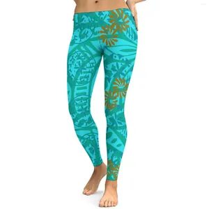 Active Pants Yoga Corset Hip Lift Sexig Sweatpants Summer snabbtorkande tyg Polynesiska vintage tryckmönster