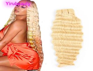 Malezyjska blondynka One Pakiet 1028 cali głębokiej fali Kinky Curly 1 Palelot Virgin Hair Extensions 6137382159