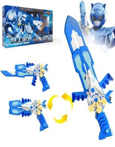 Trzy trybowe Mini Force Transformation Sword Zabawki z dźwiękiem i światłem Figurki Miniforu X Deformacja Pistolet 240K58003500008