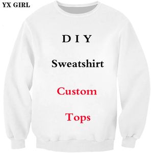YX Girl DIY Niestandardowy design męski damska bluza 3D Bluzy z kapturem Drop Hurtownicy Dostawcy do kropli spedytor 240102