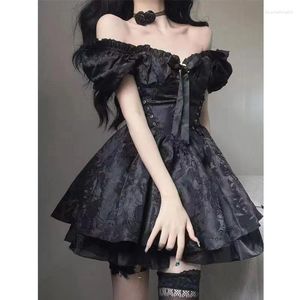 Party Dresses Gothic Black Mini Dress Women Vintage Sexig Spaghetti Strap High midja 90 -talet Egirl Punk Grunge Slim Club