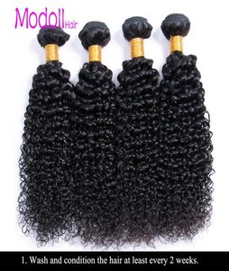 Brasilianska kinky lockiga mänskliga hårbuntar jerry curls 34 buntar 1032 tum naturlig färg jungfru remy hårförlängningar3650130