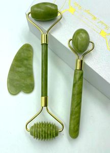 Natural Jade Massage Roller Guasha Board Set SPA -Schaberstein Stein Gesichtsfeuerbehandlung Behandlungsbehandlung Körpermassaget -Werkzeuge ohne BO9718125