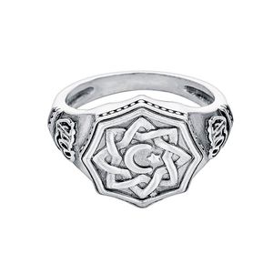 Anel de sinete estrela crescente vintage para homens muçulmano religioso árabe antigo anel308q