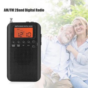 HRD-104 Antena Estéreo de Rádio Digital AM/FM Rádio de 2 Bandas Display LCD Rádio FM AM Bolso com Alto-falante Driver Recarregável 240102