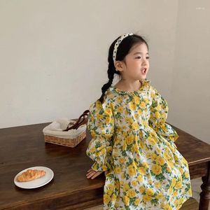 Abiti da ragazza Abito primavera autunno stile coreano moda allentato stampato bambino manica lunga principessa ragazze casual