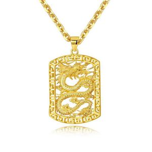 Fly Dragon Mönster Pendant Necklace Chain 18k Yellow Gold Filled Solid Handsome Mens Gift Statement Smycken259x