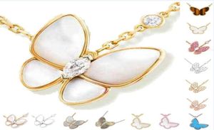 Collana di design gioielli di lusso collane a farfalla per donna Red Bule White Shell ciondolo in platino in oro rosa Regalo di nozze sterling2094518