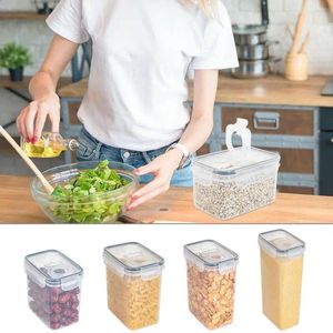 Garrafas de armazenamento recipientes de alimentos herméticos cereais com tampas de bloqueio fácil caixa hermética acessórios de cozinha